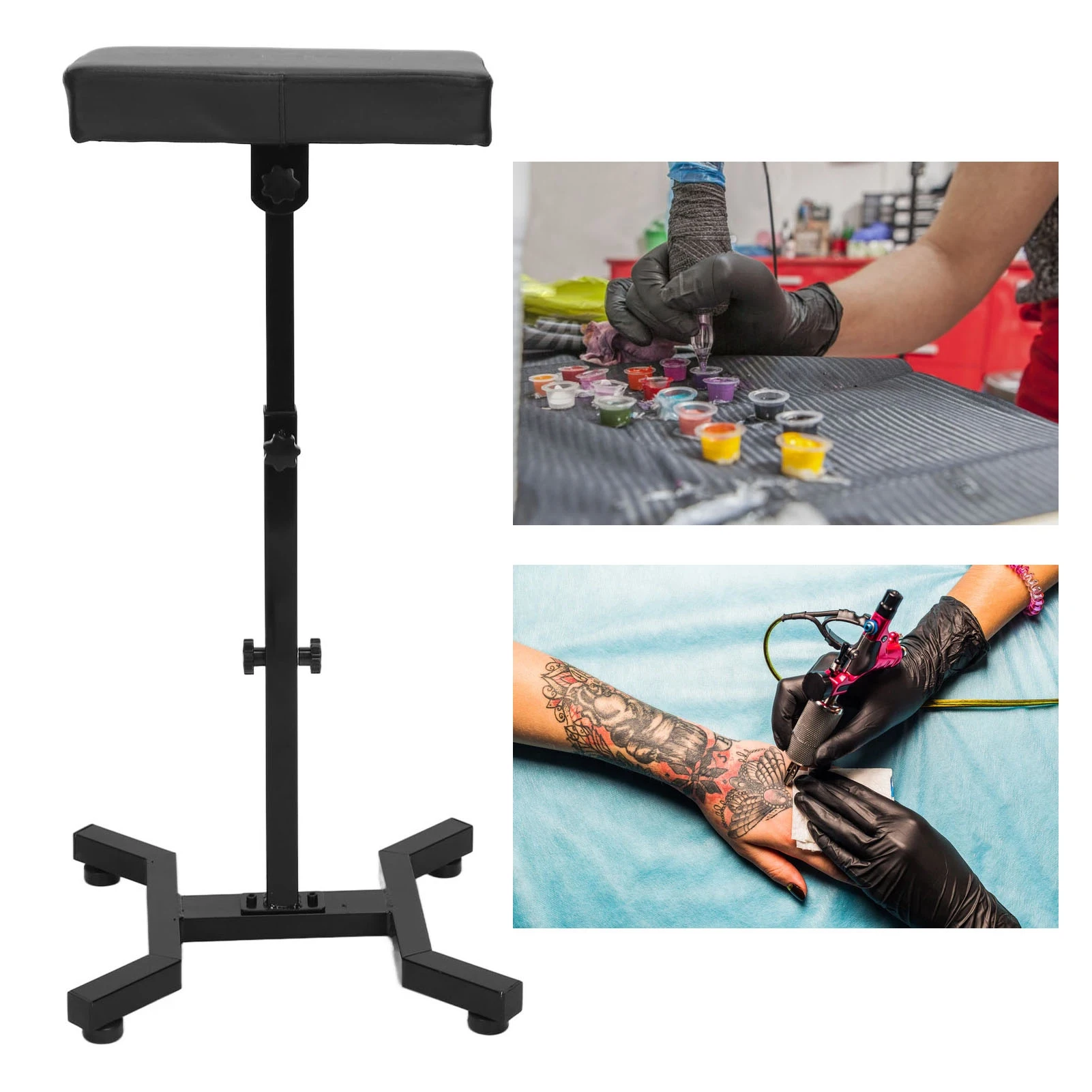 

Tattoo Armrest Stand Stable Base Height Adjust Waterproof PU Panel Tattoo Arm Leg Rest Pad Tattoo Armrest Stand Tattoo Armrest