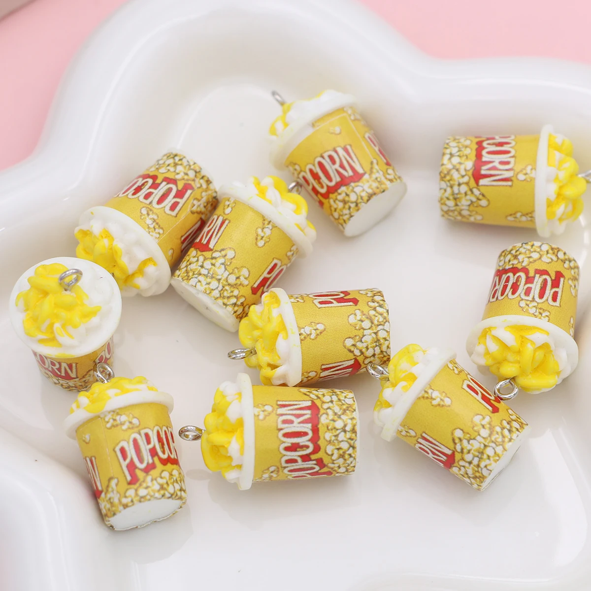 10pcs 3D Resin Popcorn Bucket Charms Pendants for Jewelry Making DIY Handmade Bracelet Necklace Earrings Key Chain Accessories - Image 2