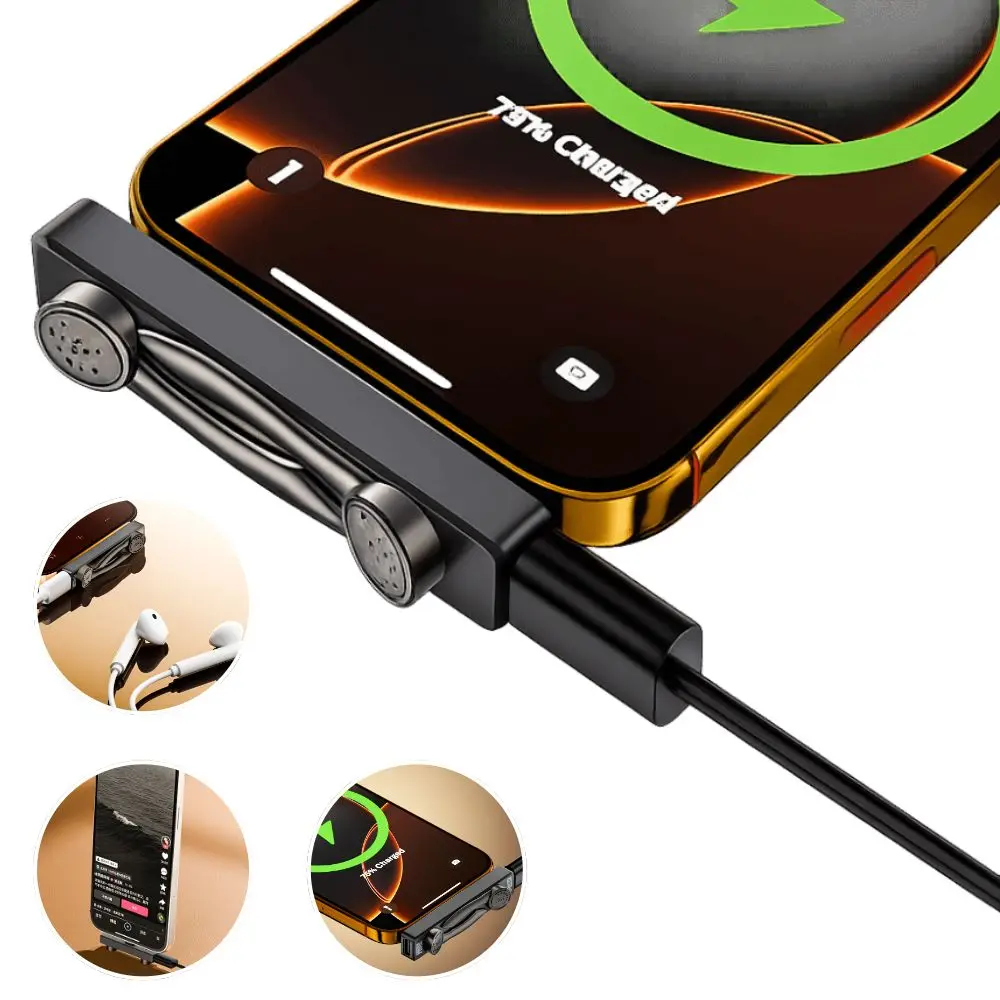 Foldable Phone Stand Converter 10Gbps USB 3.2 USB-C Charging Adapter Fast Charging Data Transfer Type-C Phone Holder