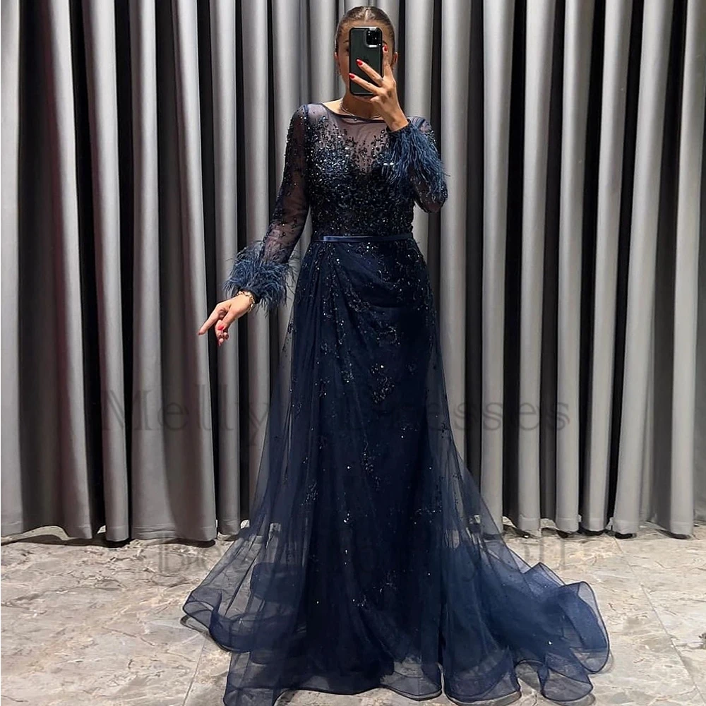 

Glitter Beading Muslin Evening Dresses for Women Full Sleeve Prom Gowns with Sequiend 2024 Summer Soft Tulle Robe De Soirée