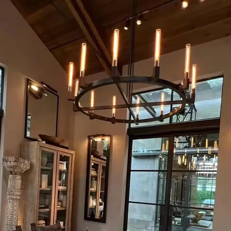 Nordic American Style Ceiling Light 2025 Long Round Pendant Lamp 3 Color Dimmable for Living Room Restaurant Luster