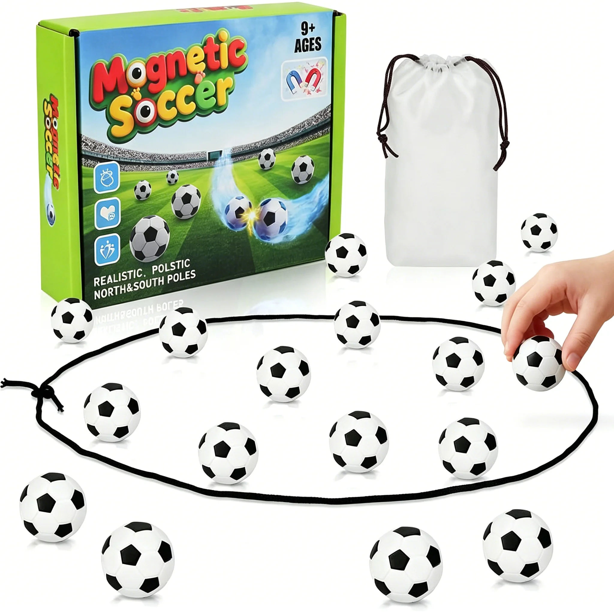 Magnetisches Fußballspiel-Set mit 20 Magnetfußbällen, Spaßiges Puzzle-Strategiespiel für die Familie, Tragbares Interaktives Strategiespiel