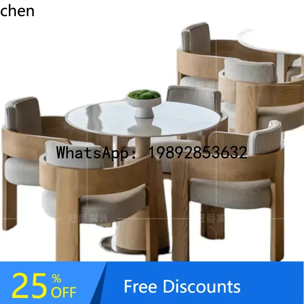 

Sales Office Negotiates Tables and Chairs Hotel Homestay Solid Wood Reception Chair Club Model Room Dining Chair