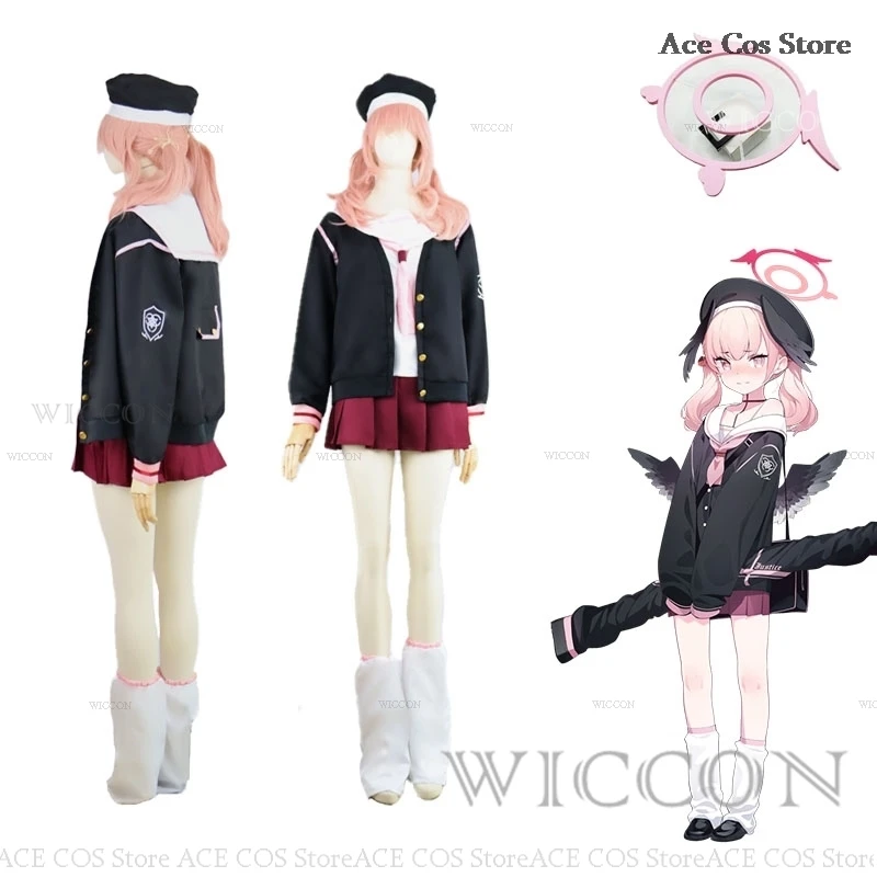 

Game Shimoe Koharu Blue Archive Project MX Cosplay Costume Wig Anime Trinity General School Loli Sailor Uniform Halloween Halo