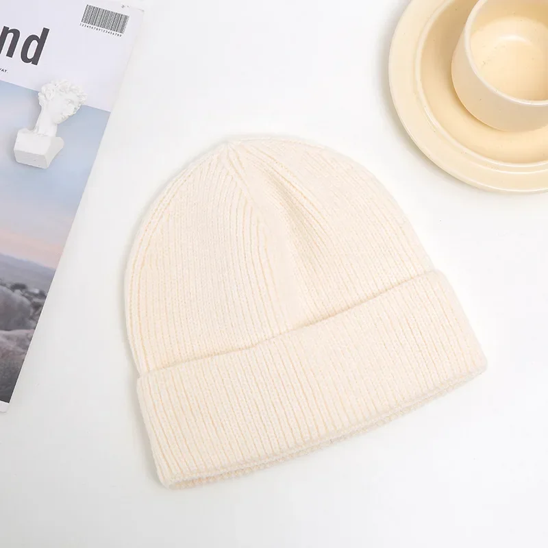 Hat Winter Solid Color Light Plate Knitted Hat for Women Korean Fashion Warm Cross-border Wool Hat for Men