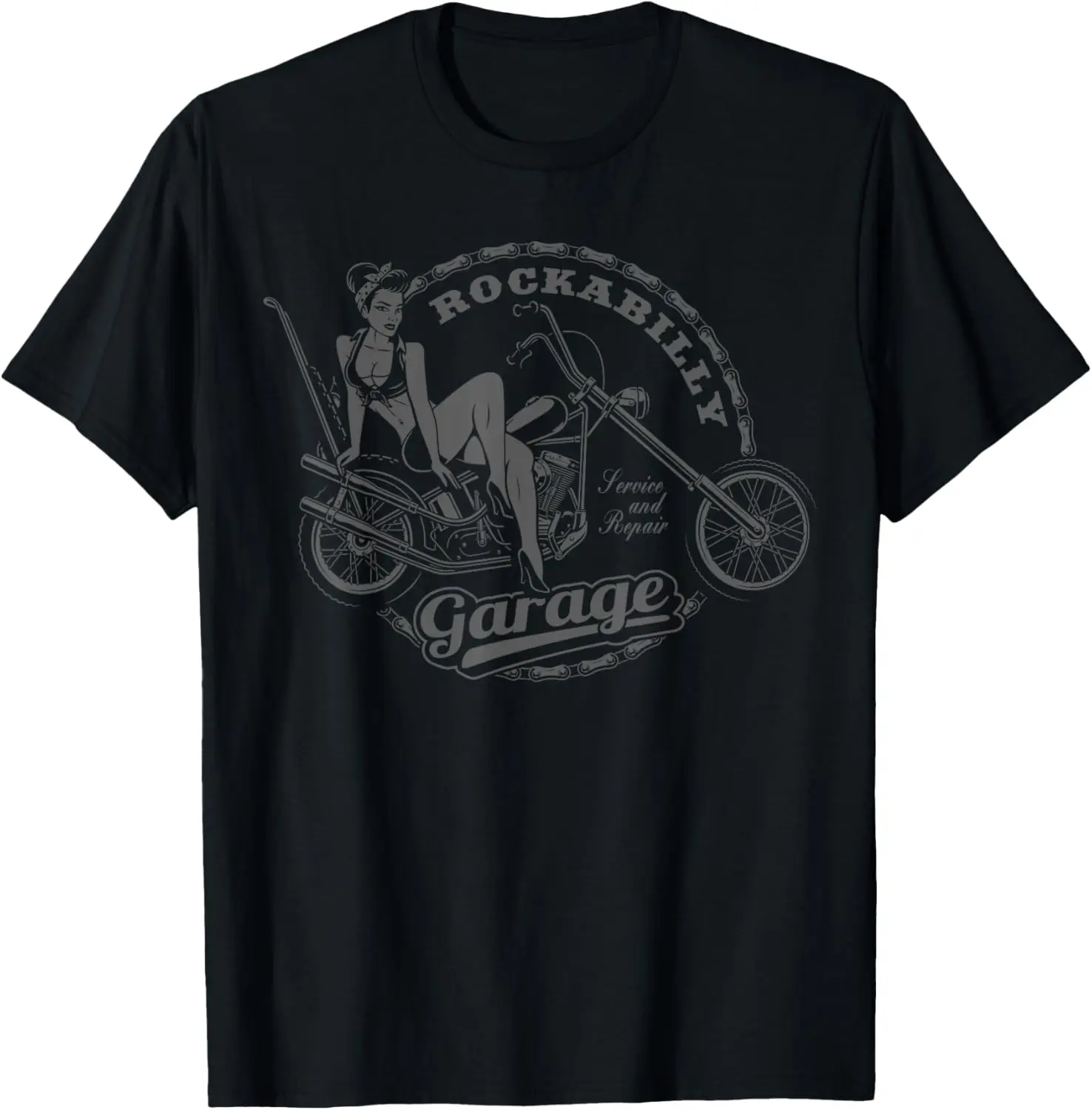 

Oldschool Rockabilly Motorcycle Chopper Pin Up T-Shirt