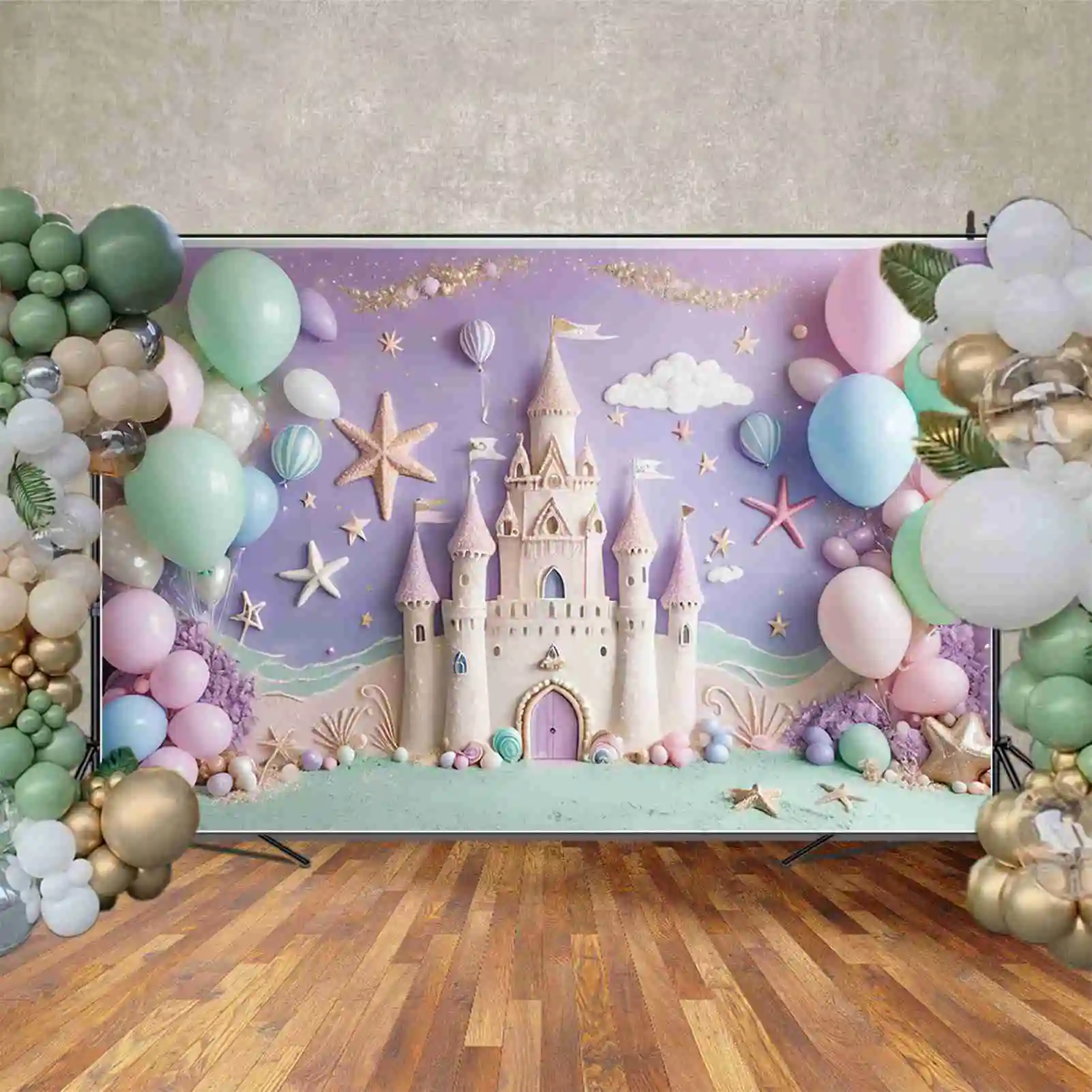 MOON.QG Mermaid Princess primo compleanno sfondo ragazze Beach Ship Boat fondali personalizzati decorazione per feste puntelli fotografici