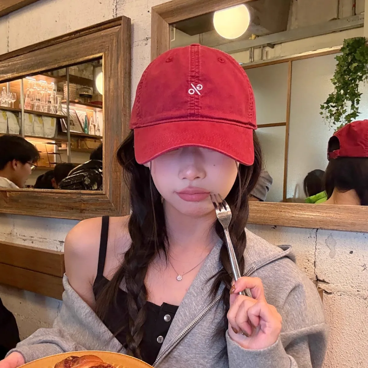 American Retro Baseball Cap Women Embroidered Soft Top Dad Hat Curved Brim Face Framing Spring Summer Streetwear