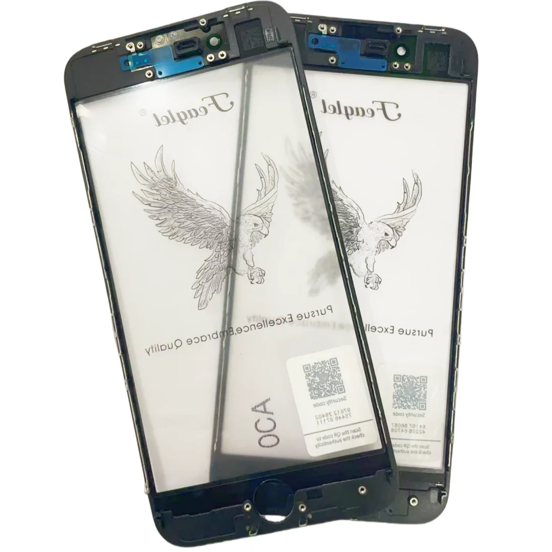 5pcs Feaglet For iPhone 8 7 6 6s plus 8PLUS Top Cold Press 3 in 1 LCD Front Screen Glass With Frame OCA Glue + Ear Speak Mesh