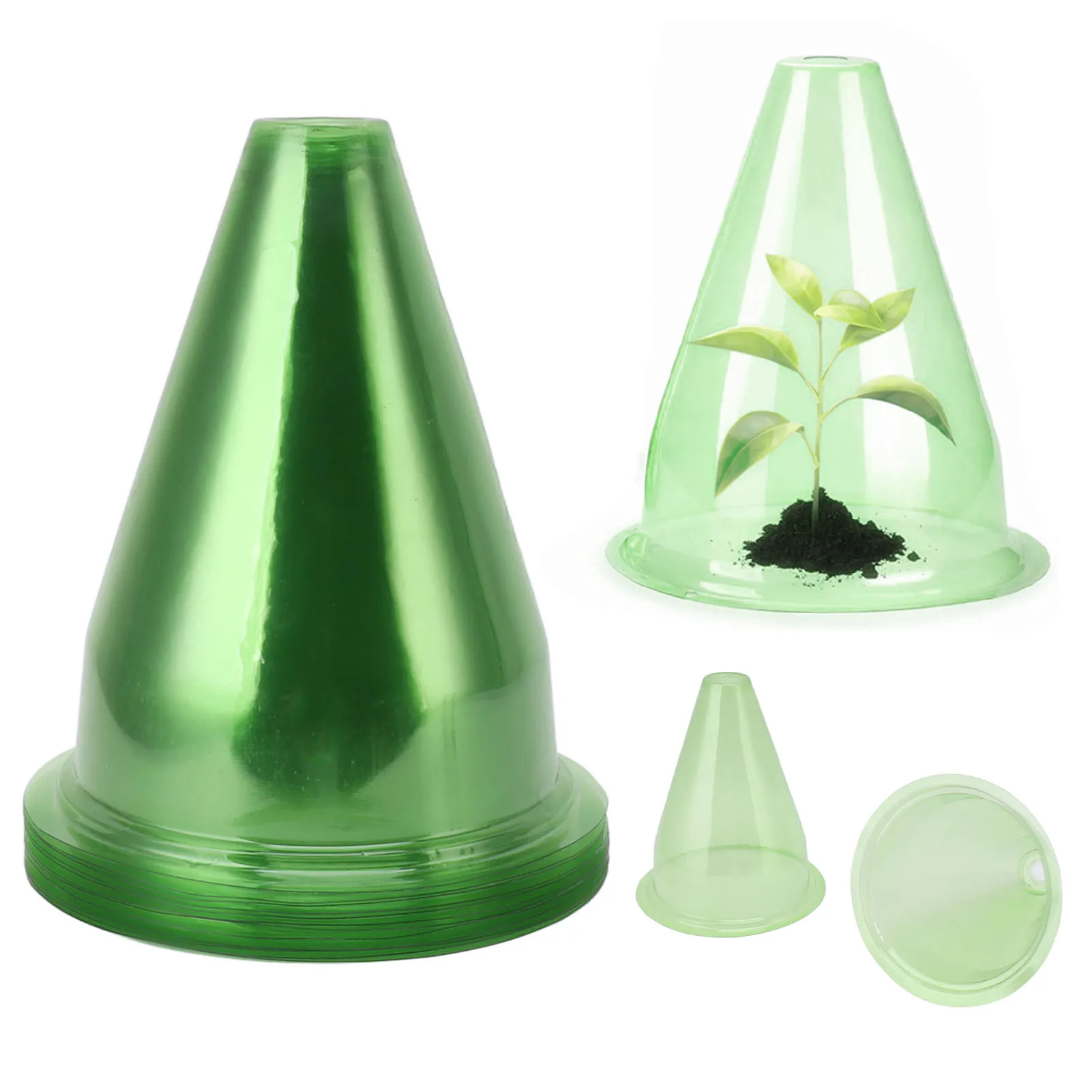 12Pcs Garden Cloches Plastic Multifunctional Plant Covers Protectors Dome Bell Transparent Jar Prevent Birds Frost for Courtyard