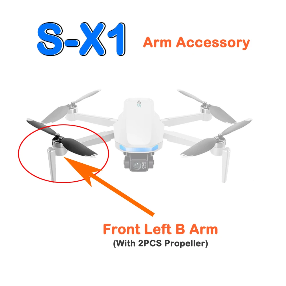 White Color S-X1 Drone RC Quadcopter Original Motor Arm Spare Part Front / Left Arm with Engie with Blade Accessory