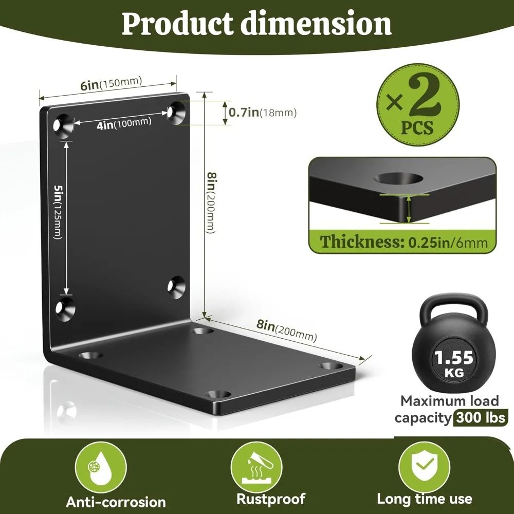 دعامات I من الفولاذ شديدة التحمل لأعمدة خشبية مقاس 8 × 8 × 6، وأقواس زاوية قوية، ودعم رف الموقد، وموصلات الشعاع