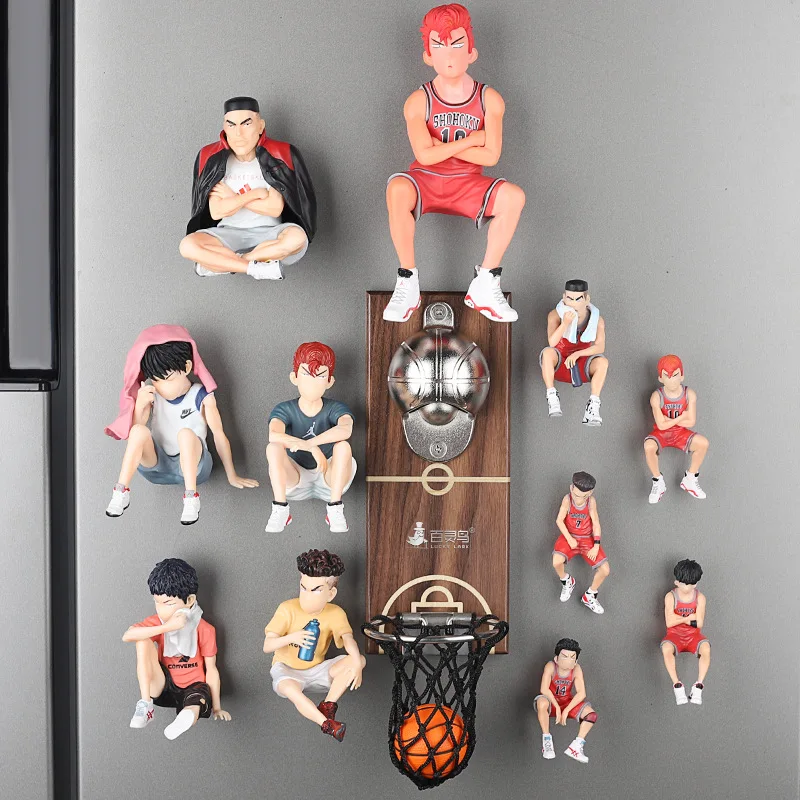 Net celebrity basketball court bottle opener shooting frame wall-mounted beer bottle black walnut wooden refrigerator sticker