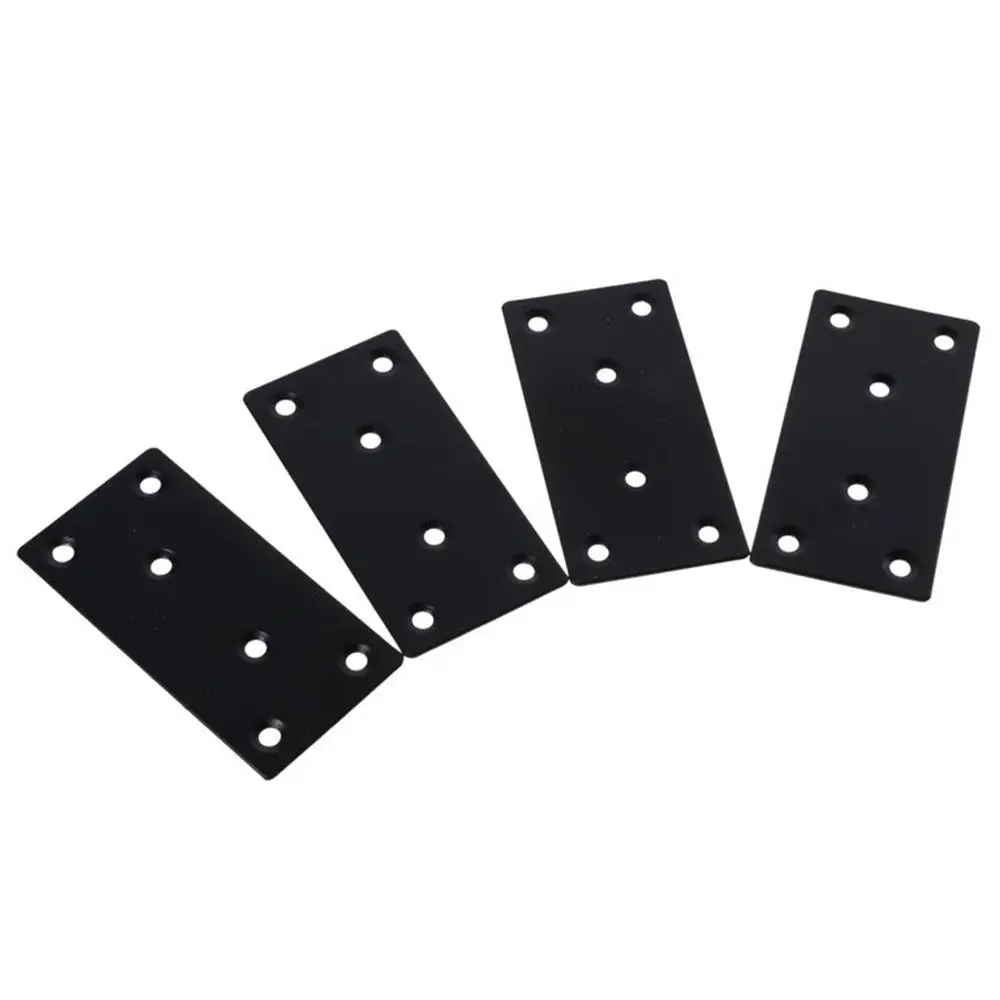 4PCS Smooth Surface Black Flat Mending Plate Stainless Steel, Metal 100 X 50 mm Metal Bracket Fixing Joining Plate Desk