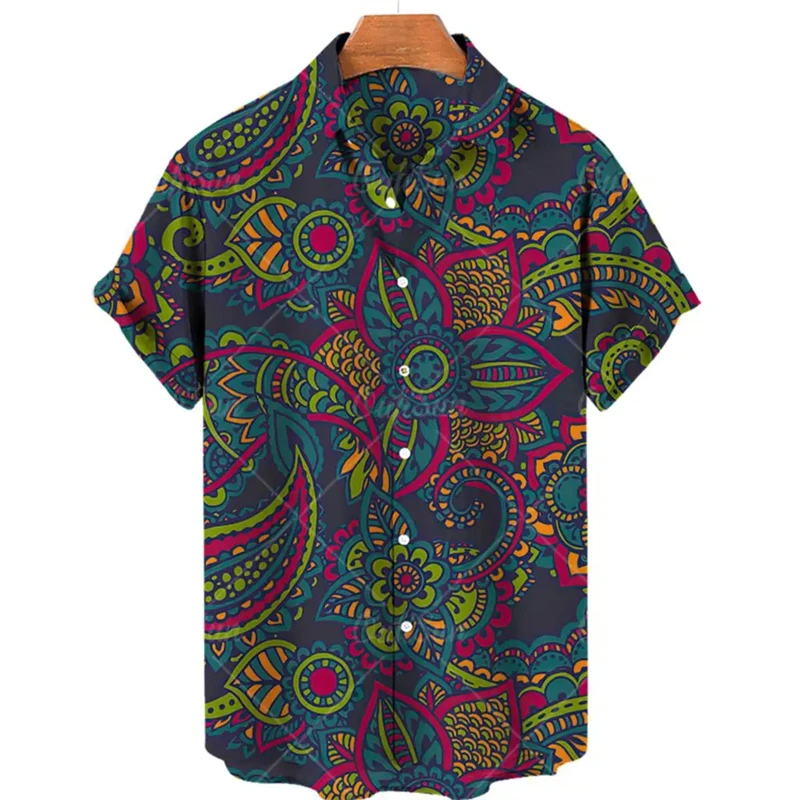 Fashion Bohemia Pattern 3D Printed Shirts For Men Clothes Casual Women Short Sleeve Hawaiian Shirts & Blouses Streetwear Y2k Top