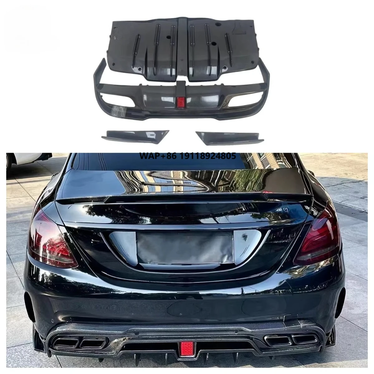 

High Quality IMP Style Carbon Fiber Rear Bumper Diffuser for W205 C Class C63 Sedan 2017+ Carbon Fiber Body Kit