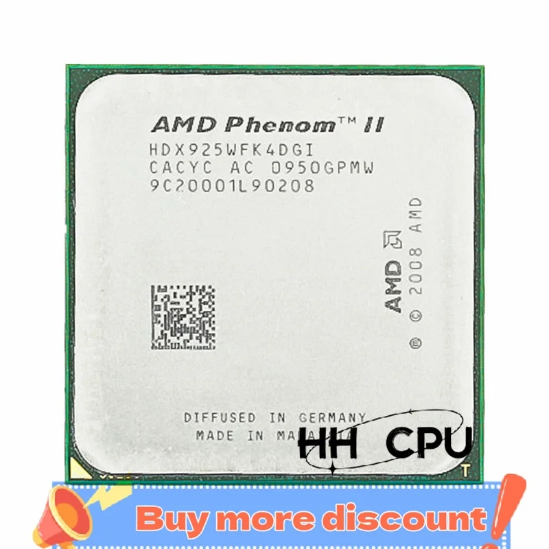 Phenom II X4 925 95W 2.8 GHz Quad-Core CPU Processor HDX925WFK4DGI./HDX925WFK4DGM Socket AM3