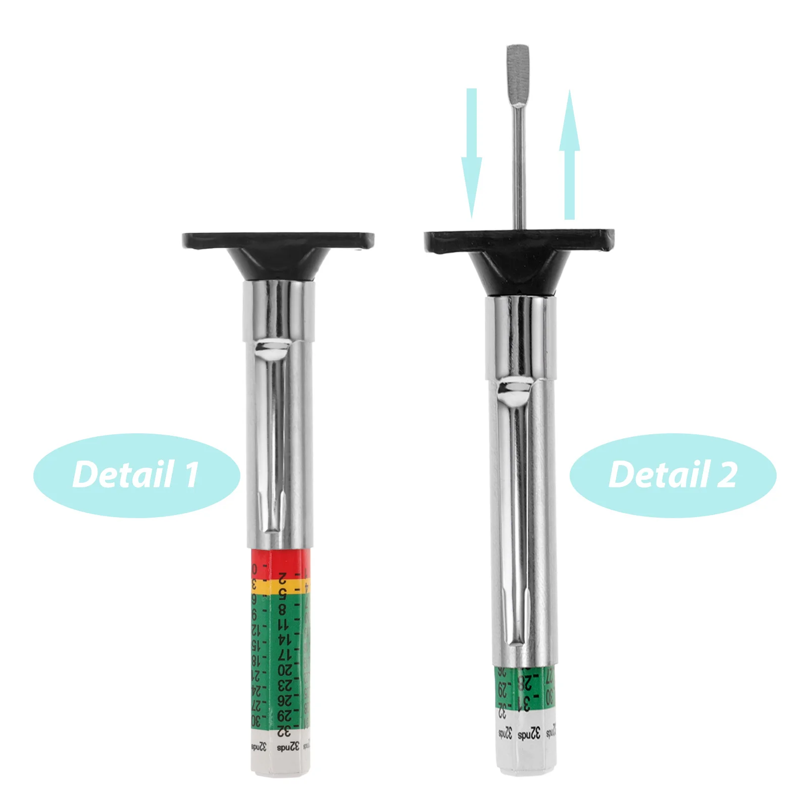 10Pcs Tire Tread Depth Meter Heavy Duty Gauge Tool for Vehicle Maintenance Coded Tread Ruler Included