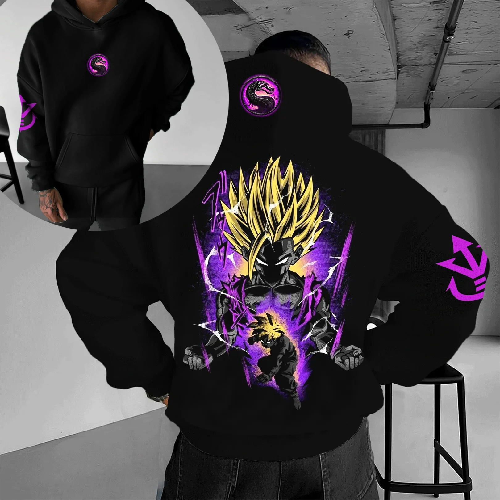 Dragon Ball Outono e Inverno Japonês Animação de Sangue Quente Personagens Clássicos Confortáveis Hoodies para Homens e Mulheres Casal