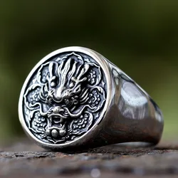 2024 New Fashion 316L Stainless Steel 3D  dragon Head Ring High Polished Men's Animal Jewelry for men gift