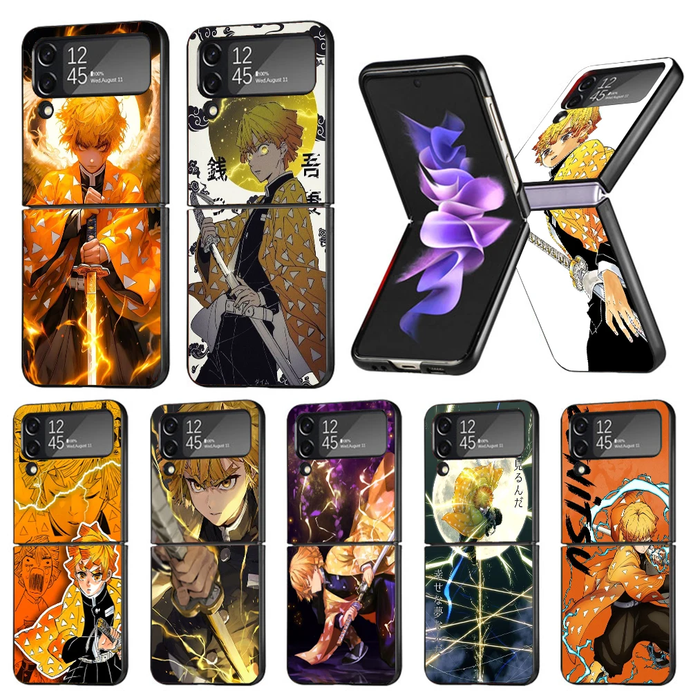 Demon Slayer Agatsuma Zenitsu Phone Case For Samsung Galaxy Z Flip6 5G Flip5 Flip4 Flip3 ZFlip 6 3 4 5 Hard PC shockproof Back C