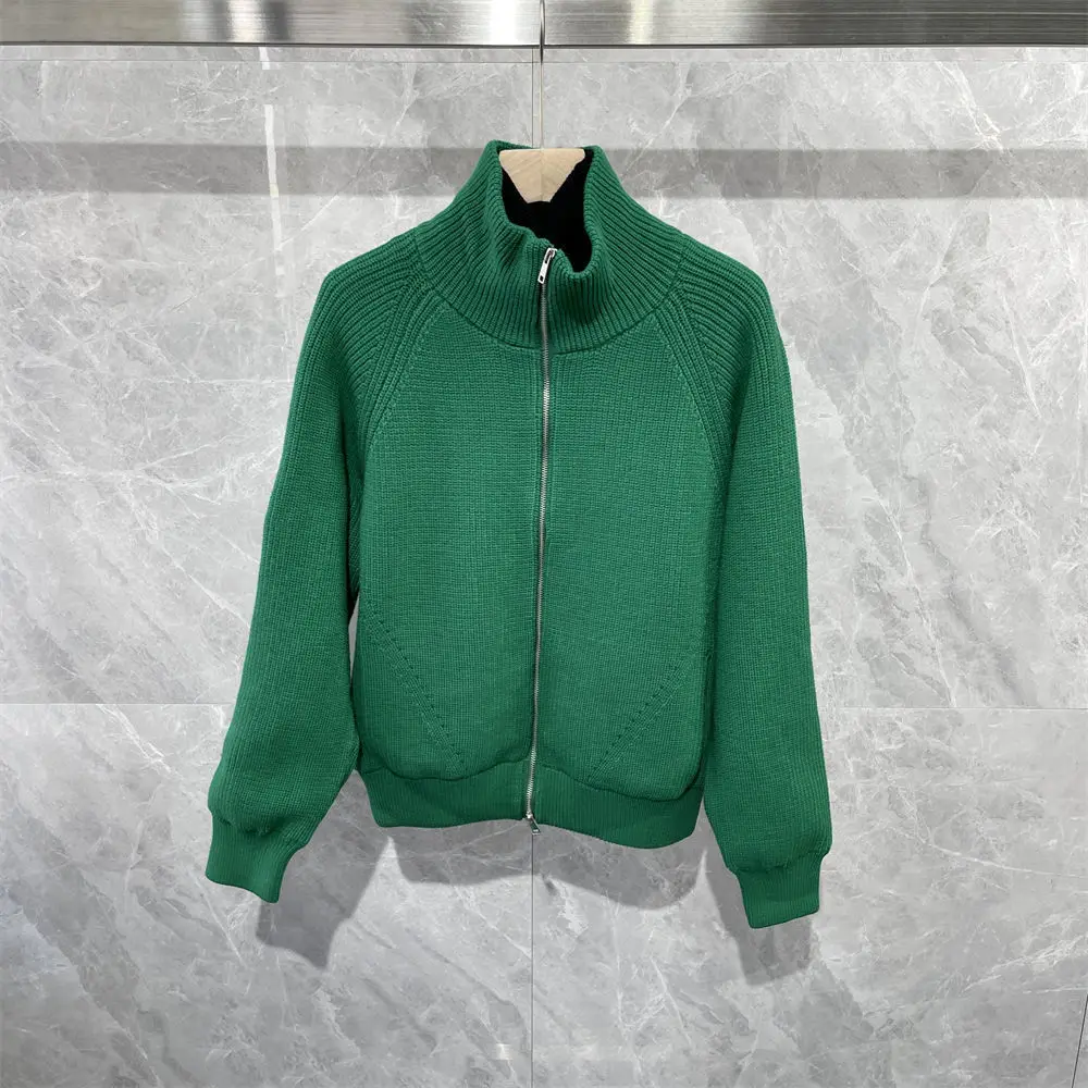 Stand-collar Knitted Cardigan for Men's Autumn and Winter New Youth Zipper Solid Color Versatile Long-sleeved Sweater Jacket