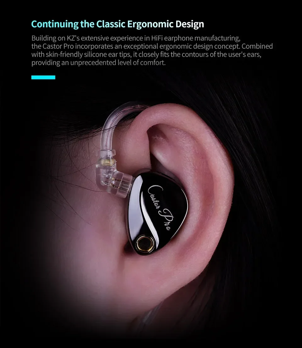KZ Castor PRO In-Ear-Kopfhörer, HiFi-Bass, dynamische Ohrhörer, High-End-Kopfhörer mit einstellbarer Lautstärke, Harman Target mit verbessertem Bass, Headsets – Detail 13