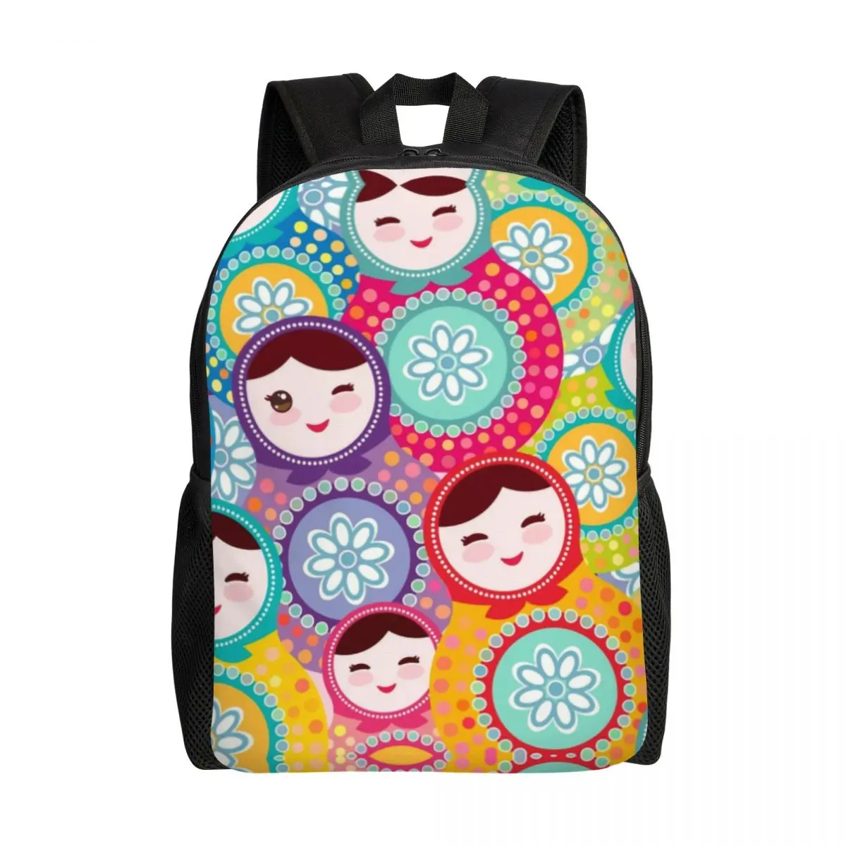 

Russian Dolls Matryoshka Backpack School College Students Bookbag Fits 15 Inch Laptop Russia Babushka Pattern Folk Art Bags