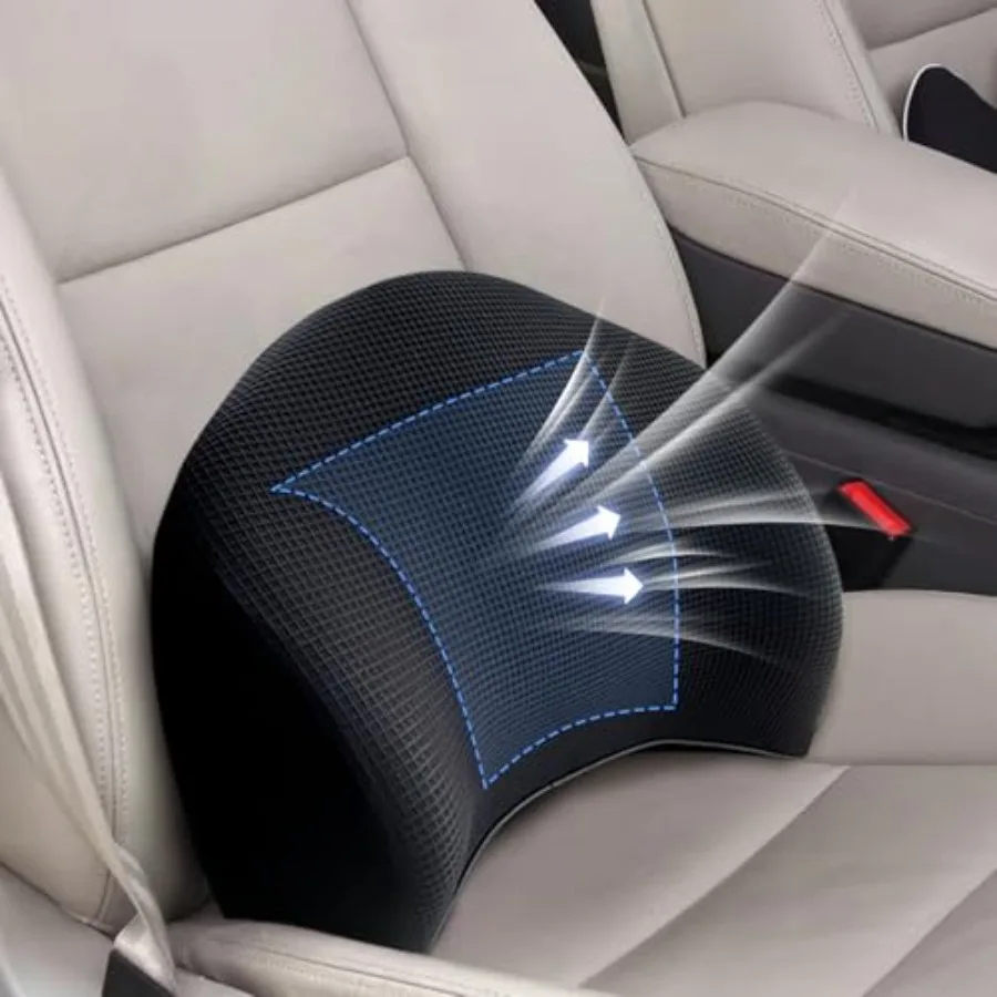 

Lumbar Support Pillow for Car, 100% Memory Foam Lumbar Pillow with Breathable Removable Cover, Ergonomic Design - Back Pillow L