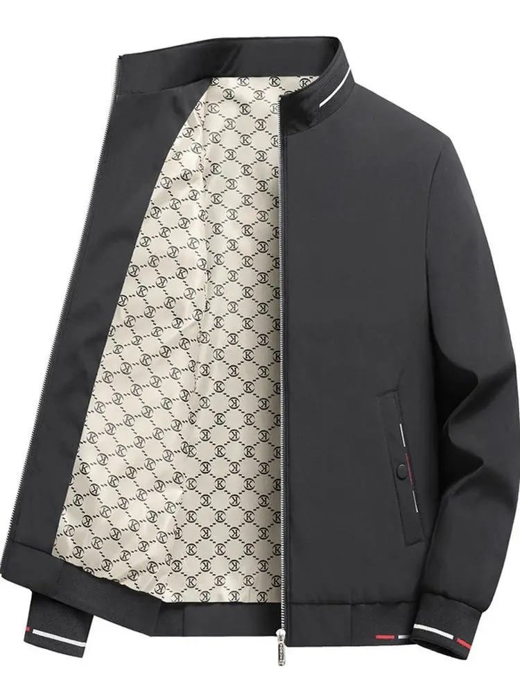 

Мужская модная куртка с воротником-стойкой, свободного кроя, ветрозащитная, весенне-осенняя верхняя одежда, повседневная, на молнии, из полиэстера