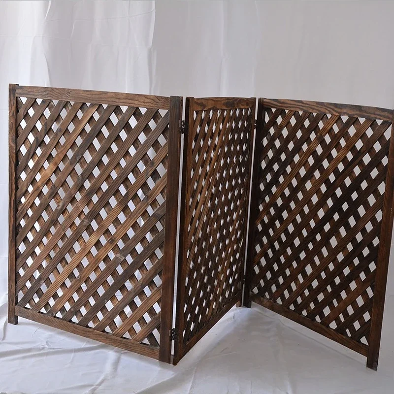 Wooden fence carbonized fence fence gardening guardrail screen partition climbing vine trellis mesh grid