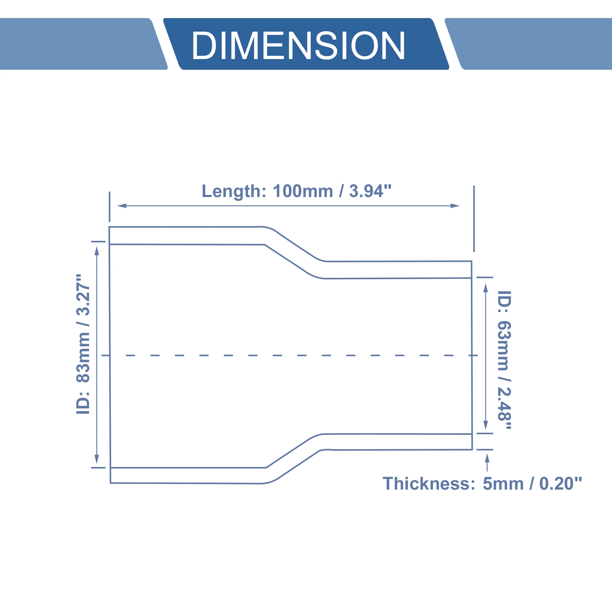 UXCELL 80-63mm 80-76mm 89-51mm 89-63mm 89-83mm 102-76mm ID 100mm Length 0 Degree Car Silicone Hose Coolant Hose