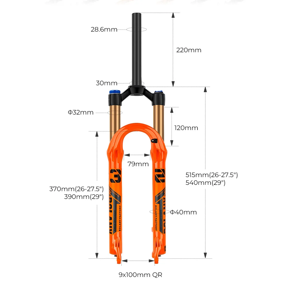 BOLANY 29 Inch Mountain Bike Air Suspension Fork Disc Brake MTB Front Fork with Rabbit Knob Damper Adjustment Air Shock