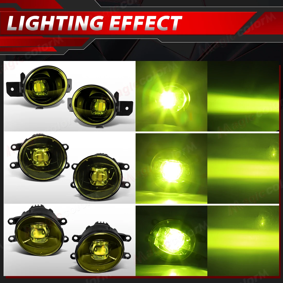2Pcs 3.5in Car Fog Lamps For Toyota Nissan Honda Ford Suzuki Mitsubishi Models For Corolla Camry RAV4 Civic X-Trail LED Yellow