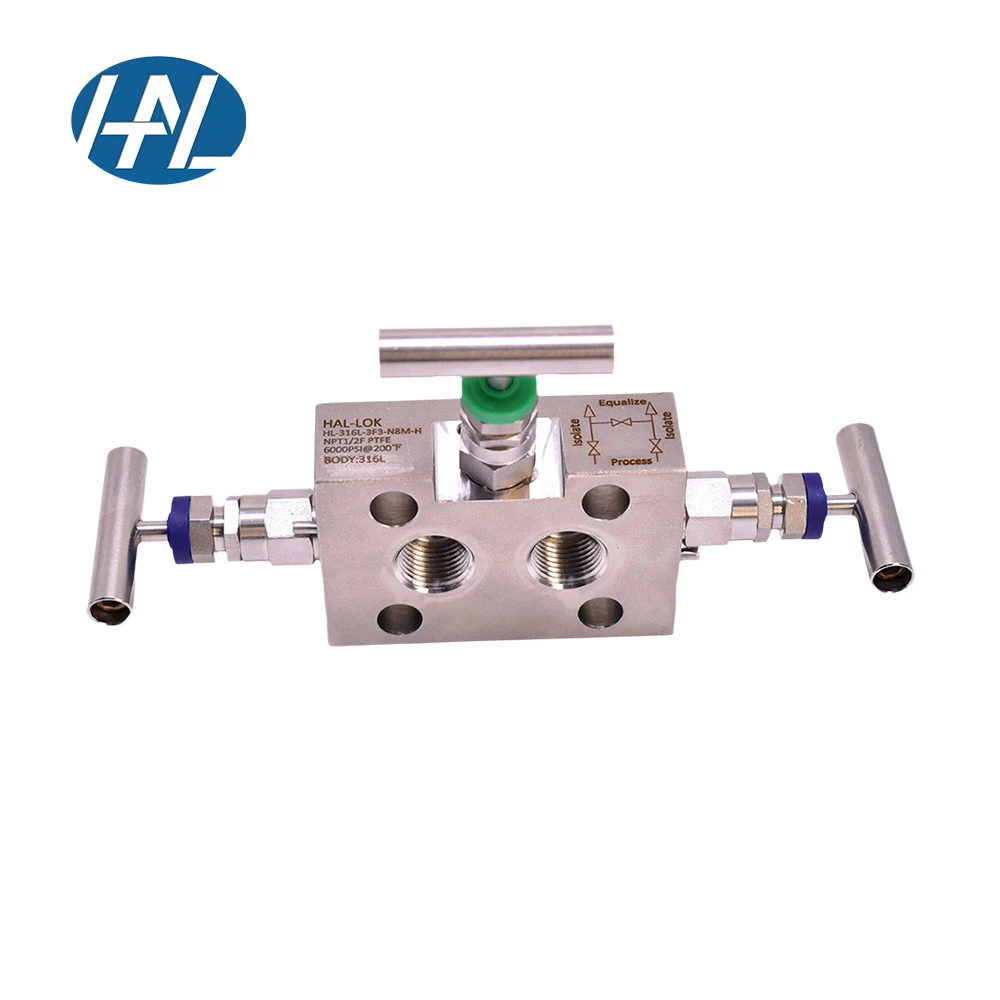 Collecteur à trois vannes à montage Direct avec Structure de commande de vanne à aiguille à bride haute pression pour Instrument haute pression à gaz
