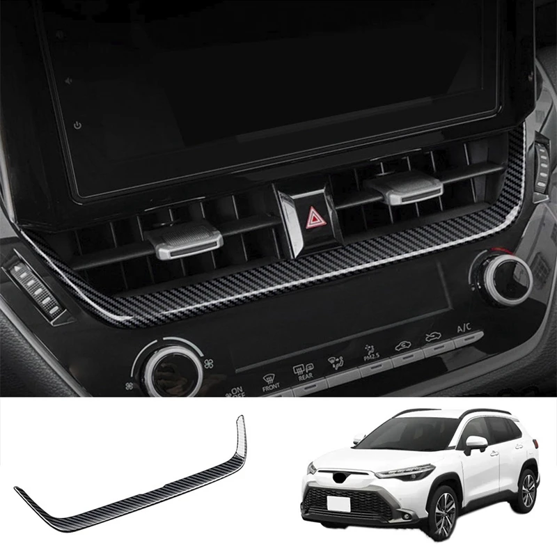 ABS Carbon Fiber Center Console Dashboard Navigation Air Vent Frame Cover Trim For Toyota Corolla Cross 2021 2022