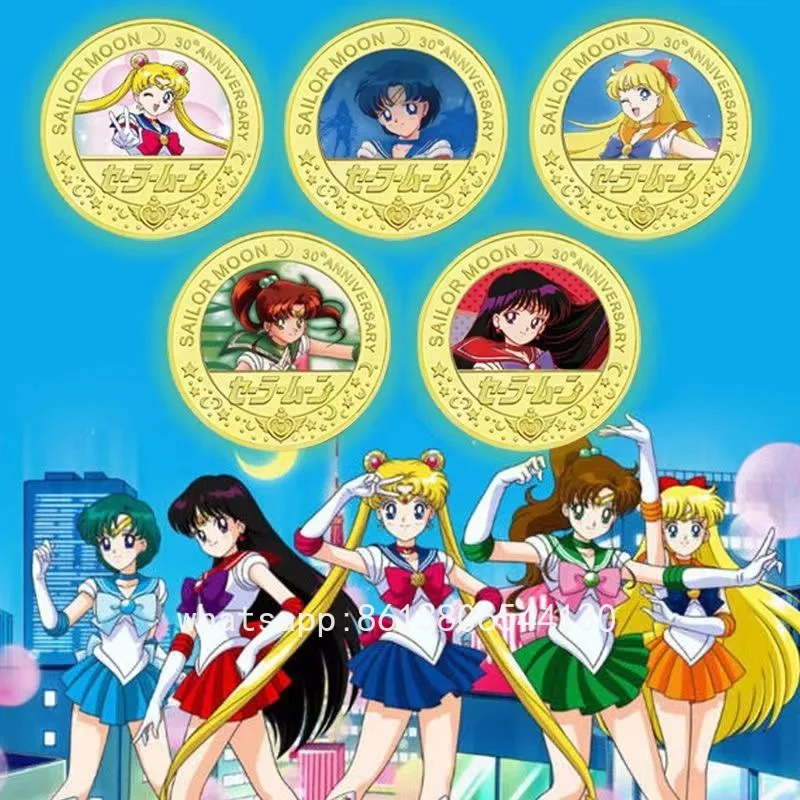 

Anime Sailor 30th Anniversary Moon Gold Plated Commemorative Coin Set Collectible Metal Craft Souvenir Gifts