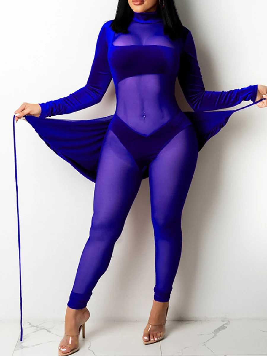 

Прозрачный комбинезон из сетки и бархата с длинными рукавами и вставками из ткани в стиле пэчворк