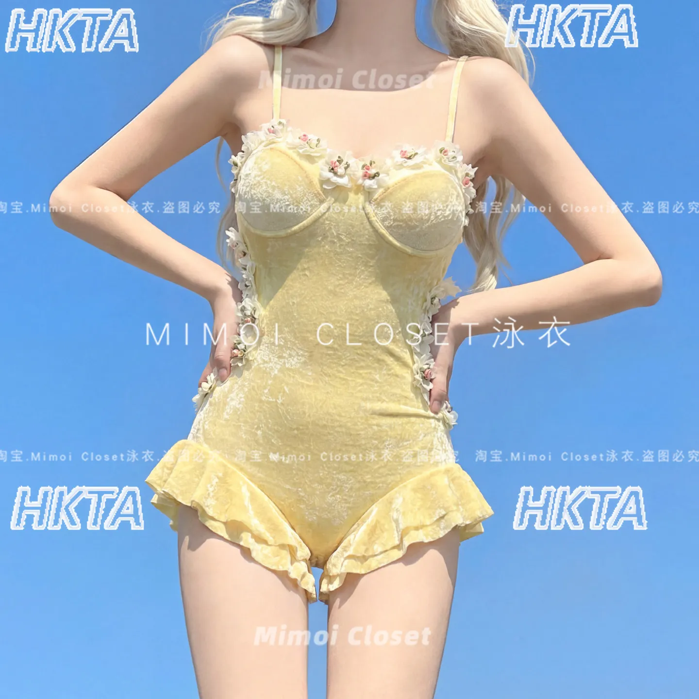 French 2026 Summer Lolita Backless One Piece Bikini Swimsuit Cute Applique Ruffle Edge Sexy Slim Vacation Beach Swimwear Women