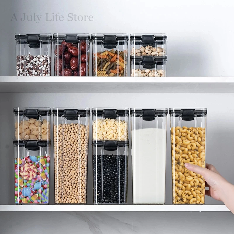 Food Storage Containers Plastic Jar Sealed Cans Kitchen Storage Box Clear Bulk Container for Noodle Spices Cereals Organizer Box