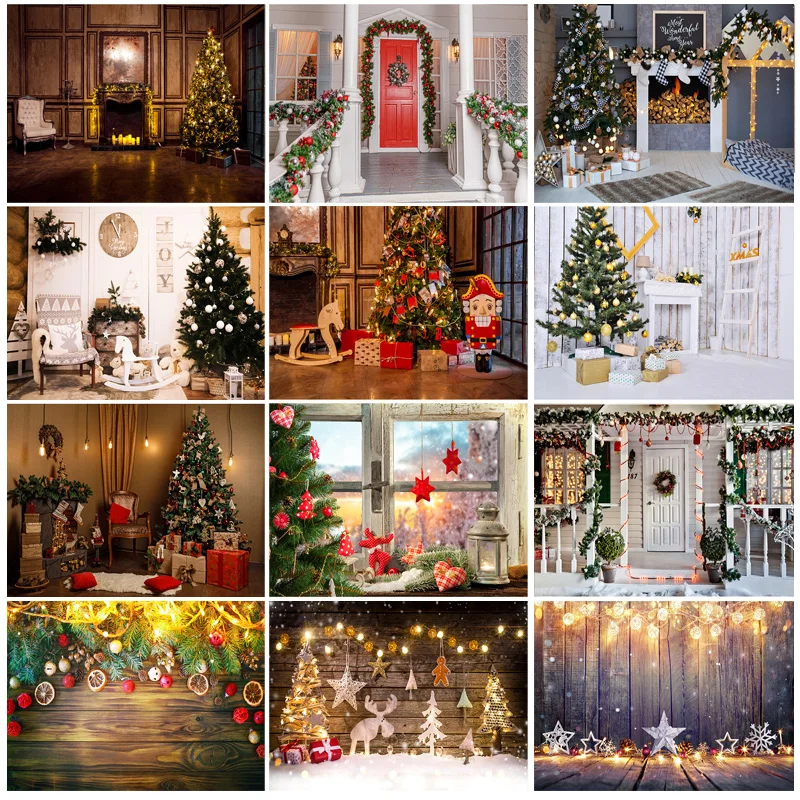 

SHENGYONGBAO Christmas Day Backgrounds For Photography Winter Snow Gift Baby Newborn Portrait Photo Backdrops SLT-01