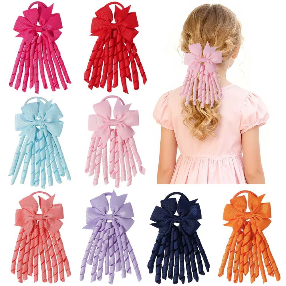 

Children's Hair Accessories, Cheerleading, Stage Streamer, Reel with Fringed Dovetail Bow, Rubber Band Hair Band