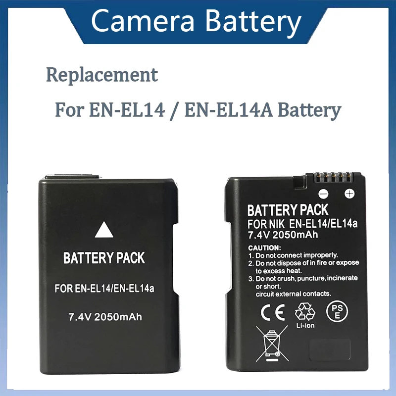 

2050mAh 7.4v Rechargeable Camera Battery Pack EN-EL14 EL14a For Nikon DF d3100 d3200 d3300 d5100 d5200 d5300 d5500 DSLR Camera