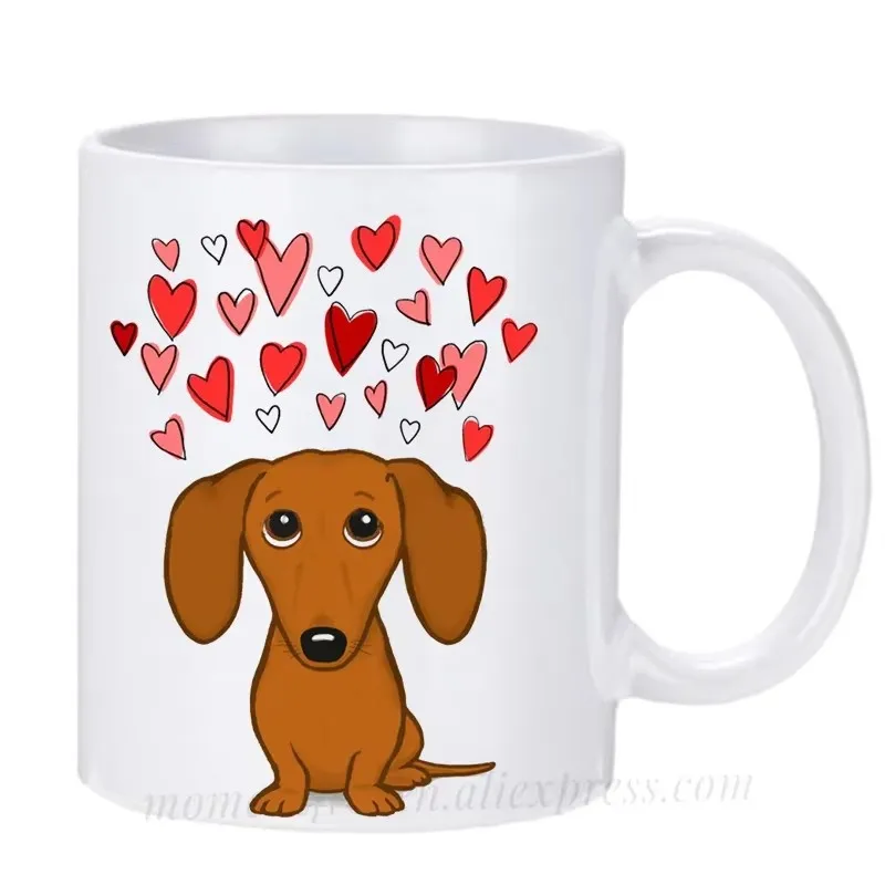 

Чашки для таксы Weiner Dog Caffeine Cocoa Coffee Mugen Чайная кружка Подарок другу Домашняя наклейка Молочная посуда Кофейная посуда Посуда для напитков