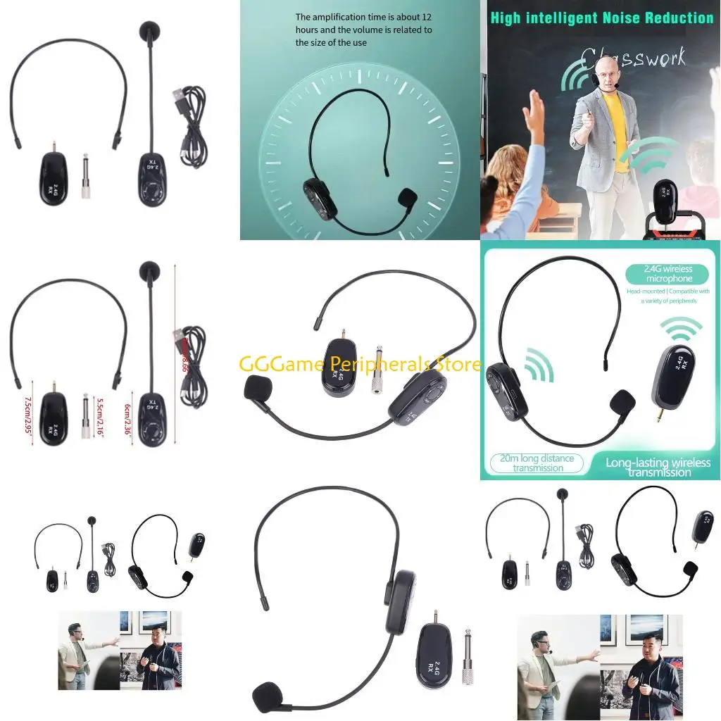U55B 2.4G Headmounted Wireless Microphone Set Transmitter with Receiver Portable Microphone for Amplifier Voice Speaker