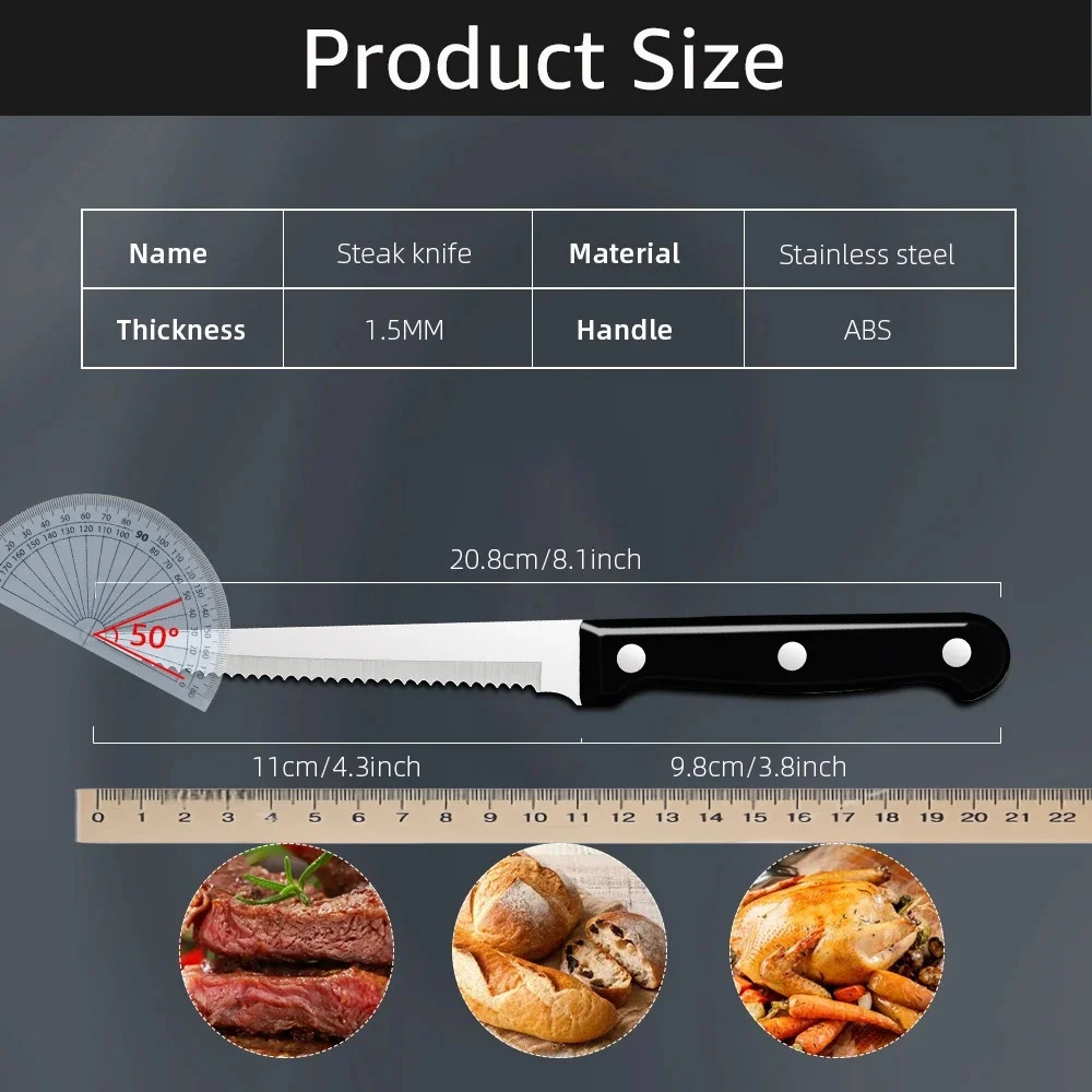1 ~ 16 قطعة سكين لحوم الفولاذ المقاوم للصدأ حاد مسنن عشاء السكاكين السكاكين شواء مطعم أدوات المائدة قطع اللحوم الخبز الفاكهة سكاكين لحم