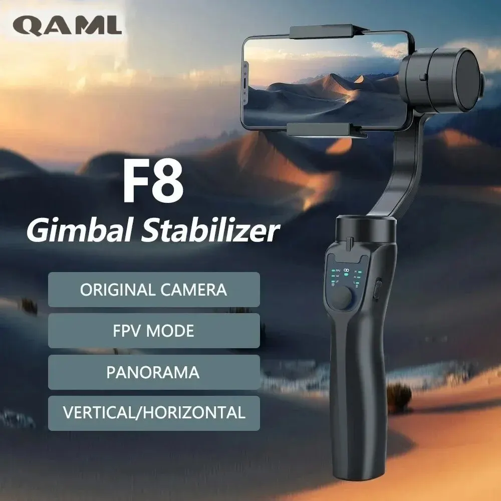 QAML F8 Handheld 3-Axis Gimbal Phone Holder Anti Shake Video Record Stabilizer for Xiaomi iPhone Cellphone Smartphone