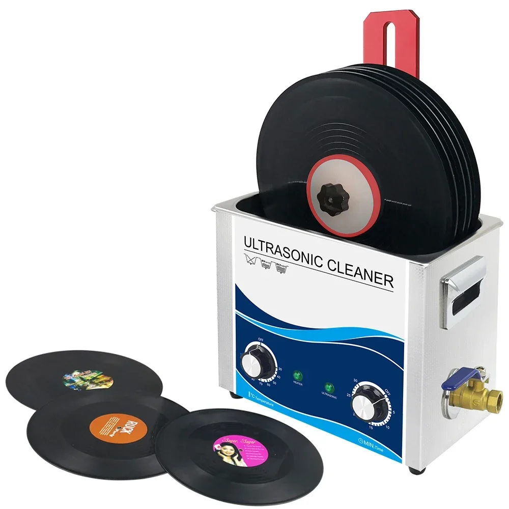 LP Vinyl CD Disc Ultrasonic Record Cleaner 6.5L 180W Timer Heating Knob