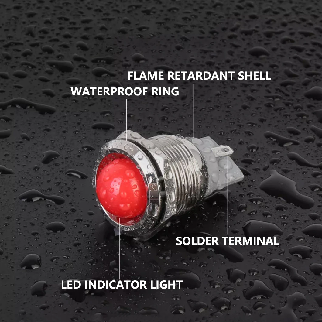 

ABILKEEN 10 шт./лот, 19 мм, светодиодный сигнальный индикатор, AC/DC 3~220В, IP65, водонепроницаемый, миниатюрная промышленная сигнальная лампа, 2-контактный паяльный терминал