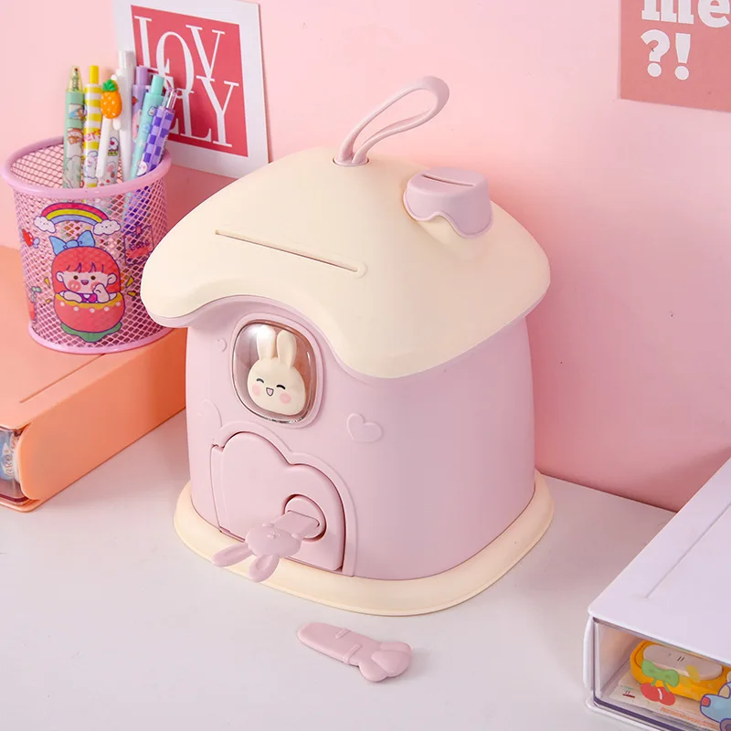 Cute Mushroom-Shaped Money Box, Large Capacity Design That Can Hold a Lot of Coins, Comes with High-Quality Stickers and 3D Patches, Can Be DIY Decorated into a Small House, Has a Handle for Easy Lifting, Can Be Used as a Savings Bank or as a Decorative Item for Your Desk Random Stickers and 3D Patches, Suitable as Gifts, for Use in Home Offices, Study Desks, and Other Settings.